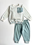Küçük Dino Çizgili Erkek Bebek İkili Takım