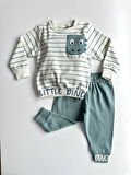 Küçük Dino Çizgili Erkek Bebek İkili Takım