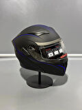  Jk-902 Güneş Vizörlü Çene Açılır Kask H8 BLUE
