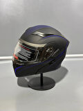  Jk-902 Güneş Vizörlü Çene Açılır Kask H8 BLUE