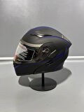  Jk-902 Güneş Vizörlü Çene Açılır Kask H8 BLUE