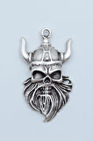 Viking Sakallı Kuru Kafa Örme Zincir Kolye