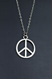 Peace Barış İşareti Düz Zincir Kolye