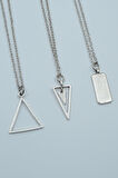 3'lü Geometrik Üçgen Sallantılı Üçgen Dikdörtgen Bar  Gümüş Kaplama Unisex Düz Zincir Kolye Seti kod 1222