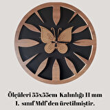 DUVAR SAATİ YALDIZ KELEBEK SAAT MODELİ EBATI 55X55 KALINLIĞI 11 MM