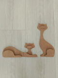 BOYANABİLİR HAM AHŞAP 3'LÜ KEDİ BİBLO HOBİ