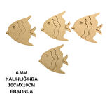 4'LÜ BALIK SETİ BOYANABİLİR HAM MDF EBATI 9CMX9CM KALINLIĞI 6 MM