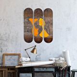 "Koi Dance / Set of 3" Kaykay Duvar Dekoru, El Yapımı Ahşap Duvar Dekoru