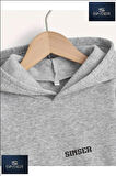 Kız/Erkek Çocuk Beyaz Kapüşonlu ''JAGUAR CIZGILI'' Baskılı Sweatshirt