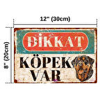 Rottweiler Dikkat Köpek Var – Vintage Pas Görünümlü Alüminyum Uyarı Levhası - 20x30 cm