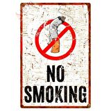 Hasta Bakışlı No Smoking Dekoratif Alüminyum Uyarı Levhası - Pas Görünümlü Metal Tabela - 20cm x 30cm