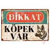 Dikkat Köpek Var Pas Görünümlü Vintage Metal Levha - Alüminyum Alman Kurdu Uyarı Levhası - 20cm x 30cm