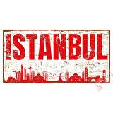 İstanbul Vintage Pas Görünümlü Metal Levha - Dekoratif Alüminyum Tabela - 15cm x 30cm