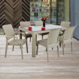 Mandella Elit Rattan 90x150 2 Elit Koltuk 4 Elit Sandalye Camlı Masa Takımı Cappucino