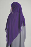Mor Pratik Hazır Geçmeli Bone Şal Şifon Kendinden Boneli İki Bantlı 1452_22