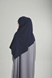 Lacivert Pratik Hazır Geçmeli Bone Şal Krep Mevsimlik Tek Bantlı 1453K_02