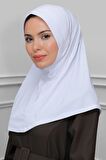 Beyaz Pratik Hazır Geçmeli Tesettür Eşarp Sandy Kumaş Sade 1600_42