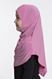 Pembe Pratik Hazır Geçmeli Çocuk Tesettür Bone Sandy Kumaş Kendinden Boneli 78_04