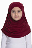 Bordo Pratik Hazır Geçmeli Çocuk Tesettür Bone Sandy Kumaş Kendinden Boneli 78_16