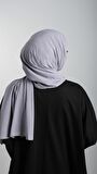 Gri Pratik Hazır Geçmeli Eşarp Sandy Kumaş Sade 1817_15