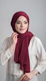 Bordo Pratik Hazır Geçmeli Eşarp Sandy Kumaş Sade 1817_16