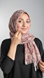Bej Pratik Hazır Geçmeli Tesettür Eşarp Kesik Elyaf Piliseli Çiçek Desenli 1818D6_12