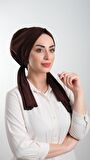 Kahverengi Pratik Hazır Geçmeli Tesettür Bone Kesik Elyaf Sade 2111_14