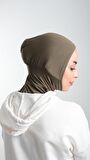Haki Pratik Hazır Geçmeli Tesettür Bone Sandy Kumaş Spor Hijab 2113_09