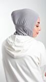 Gri Pratik Hazır Geçmeli Tesettür Bone Sandy Kumaş Spor Hijab 2113_15