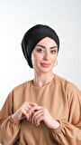 Siyah Pratik Hazır Geçmeli Tesettür Bone Sandy Kumaş Büzgülü 2114_01