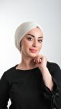 Krem Pratik Hazır Geçmeli Tesettür Bone Fukuro Simli Büzgülü 2116_40