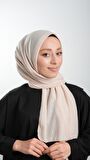 Bej Pratik Hazır Geçmeli Tesettür Şal Örme Kumaş Sade 2118_12