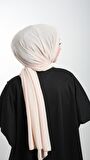 Bej Pratik Hazır Geçmeli Tesettür Şal Örme Kumaş Sade 2118_12
