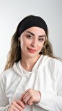 Siyah Pratik Hazır Geçmeli Tesettür Bone Viskon Kumaş Sade 3007_01