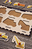 İş Makineleri Puzzle Eğitici Ahşap Tutmalı Yapboz