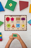 Geometrik şekiller Tutmalı Ahşap Puzzle