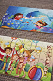 Okul Öncesi Başlangıç Yapboz  Sevimli Okyanus Ve Canım Ailem Ahşap Puzzle Set