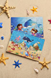 Okul Öncesi Başlangıç Yapboz Sevimli Okyanus Ve Dalgıç Ahşap Puzzle Set
