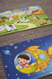 Okul Öncesi Başlangıç Yapboz Çiftliğim Ve Uzaya Yolculuk Ahşap Puzzle Set