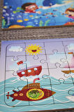Okul Öncesi Başlangıç Yapboz Dalgıç Ve Deniz Araçları Ahşap Puzzle Set