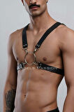 Halka Detaylı X Göğüs Erkek Harness, Gömlek Kemeri, T-shirt Kemeri, Clubwear - Brfm178
