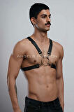 Halka Detaylı X Göğüs Erkek Harness, Gömlek Kemeri, T-shirt Kemeri, Clubwear - Brfm178