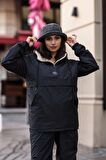 GOOD FASHION Rahat Kesim Içi Kürklü Kanguru Cep Kadın Yağmurluk Mont