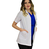 Gömlek Yaka Kadın Ceket Boy - Kısa Kol Doktor Önlüğü , Öğretmen Laboratuvar , Hastane Beyaz Önlük