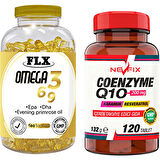 Flx Omega 3-6-9 Balık Yağı 180 Softgel  Nevfix Coenzyme Q10 200 Mg Koenzim Karamuk 120 Tablet
