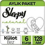 Sleepy Natural 6 Numara X Large 128'li Külot Bez