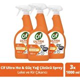 Cif Ultra Hız & Güç Yağ Çözücü Sprey Leke ve Kir Çıkarıcı 1000 ml X3