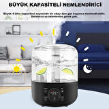 J001 Touch 4 Litre Ultrasonik Hava Nemlendirici Buhar Makinesi Dijital Hava Nemlendirme Cihazı Nem Ölçer Termometre Hava Nemlendirme Makinesi ve Aroma Difüzörü Nem Ölçerli