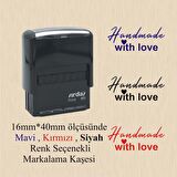 Yüksel 34 Handmade With Love Yazılı Kaşe , Tam Otomatik Kendinden Mürekkepli Markalama Kaşesi