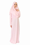 AÇIK TOZ PEMBE FERMUARSIZ NAMAZ ELBİSESİ